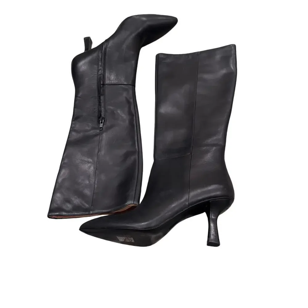 Madewell Women's The Justine Knee Boots Leather Upper True Black Size 9.5 NWOB